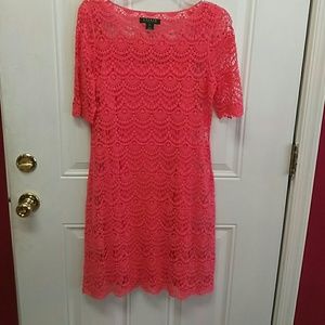 Coral classy and casual dress. Lauren by Ralph